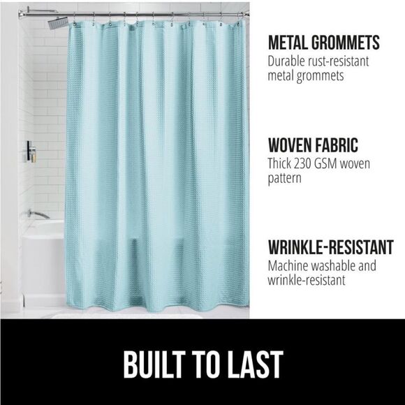 Gorilla Grip Waffle Shower Curtain, Thick Weighted Fabric, 72x78, Wrinkl… - Picture 2 of 8